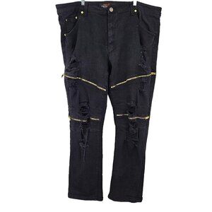 Copper Rivet Distressed Zipper Jeans Black Men’s Size 44x31 Punk Goth Moto Edgy